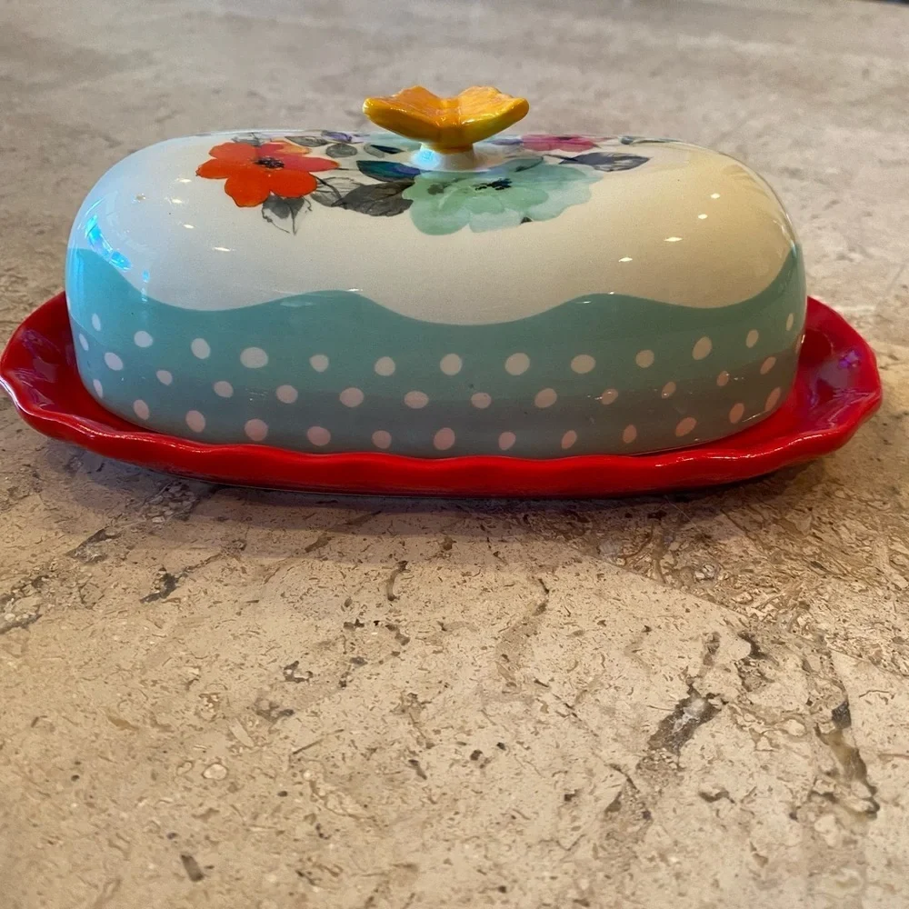 The Pioneer Woman Butter Dish Flea Market Floral 6.4